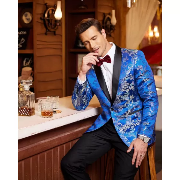 COOFANDY Men's Floral Tuxedo Jacket Luxury Embroidered Stylish Suit Blazer Jacket for Wedding Party Dinner
