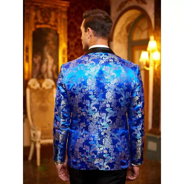 COOFANDY Men's Floral Tuxedo Jacket Luxury Embroidered Stylish Suit Blazer Jacket for Wedding Party Dinner