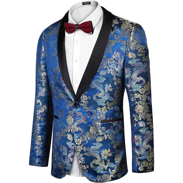 COOFANDY Men's Floral Tuxedo Jacket Luxury Embroidered Stylish Suit Blazer Jacket for Wedding Party Dinner