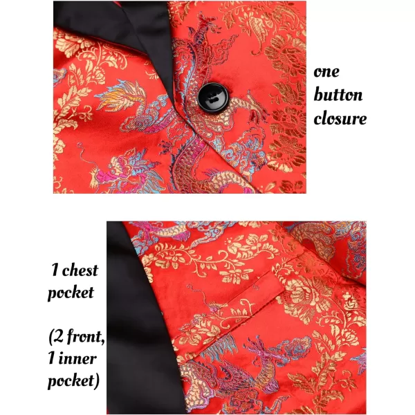 COOFANDY Men's Floral Tuxedo Jacket Luxury Embroidered Stylish Suit Blazer Jacket for Wedding Party Dinner