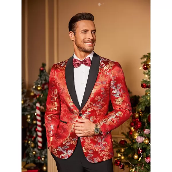 COOFANDY Men's Floral Tuxedo Jacket Luxury Embroidered Stylish Suit Blazer Jacket for Wedding Party Dinner