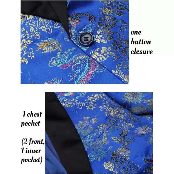 COOFANDY Men's Floral Tuxedo Jacket Luxury Embroidered Stylish Suit Blazer Jacket for Wedding Party Dinner