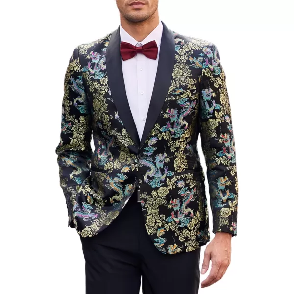 COOFANDY Men's Floral Tuxedo Jacket Luxury Embroidered Stylish Suit Blazer Jacket for Wedding Party Dinner