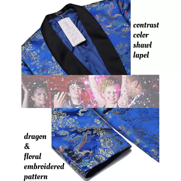 COOFANDY Men's Floral Tuxedo Jacket Luxury Embroidered Stylish Suit Blazer Jacket for Wedding Party Dinner