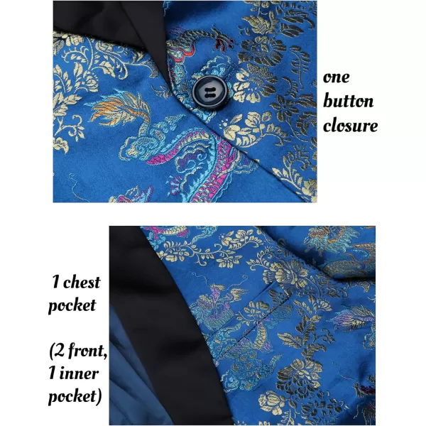 COOFANDY Men's Floral Tuxedo Jacket Luxury Embroidered Stylish Suit Blazer Jacket for Wedding Party Dinner