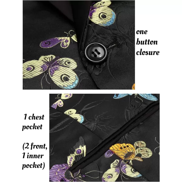 COOFANDY Men's Floral Tuxedo Jacket Luxury Embroidered Stylish Suit Blazer Jacket for Wedding Party Dinner