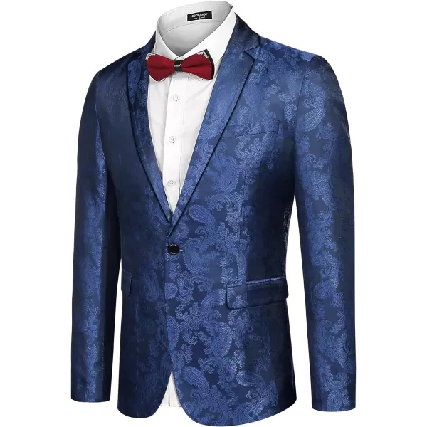COOFANDY Men's Floral Tuxedo Jacket Paisley Notch Lapel Stylish Suit Blazer Jacket for Wedding, Dinner, Prom, Party