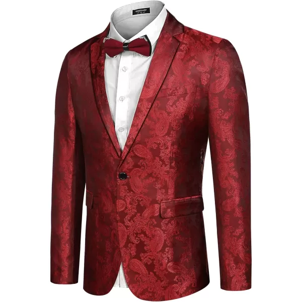 COOFANDY Men's Floral Tuxedo Jacket Paisley Notch Lapel Stylish Suit Blazer Jacket for Wedding, Dinner, Prom, Party