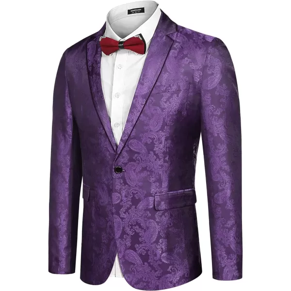 COOFANDY Men's Floral Tuxedo Jacket Paisley Notch Lapel Stylish Suit Blazer Jacket for Wedding, Dinner, Prom, Party