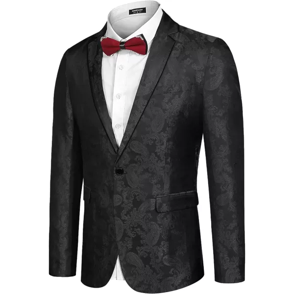 COOFANDY Men's Floral Tuxedo Jacket Paisley Notch Lapel Stylish Suit Blazer Jacket for Wedding, Dinner, Prom, Party