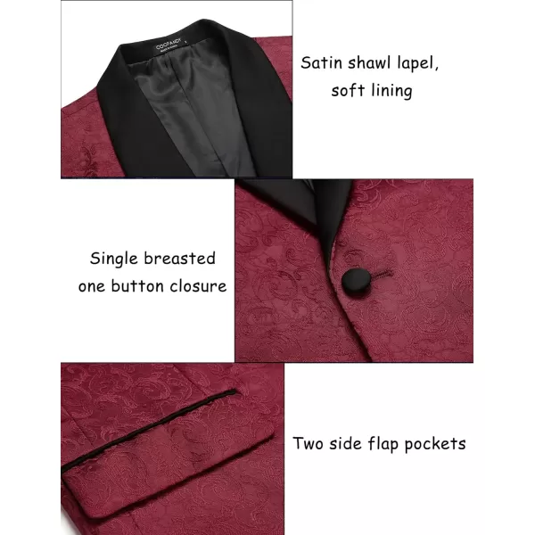 COOFANDY Men's Floral Tuxedo Jacket Paisley Shawl Lapel Stylish Suit Blazer Jacket for Wedding, Dinner, Party, Prom