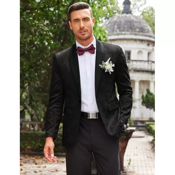 COOFANDY Men's Floral Tuxedo Jacket Paisley Shawl Lapel Stylish Suit Blazer Jacket for Wedding, Dinner, Party, Prom