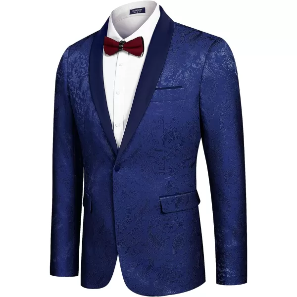 COOFANDY Men's Floral Tuxedo Jacket Paisley Shawl Lapel Stylish Suit Blazer Jacket for Wedding, Dinner, Party, Prom