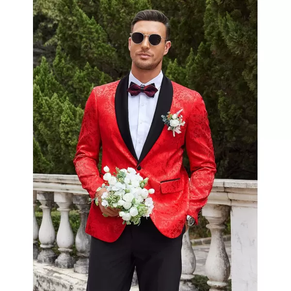 COOFANDY Men's Floral Tuxedo Jacket Paisley Shawl Lapel Stylish Suit Blazer Jacket for Wedding, Dinner, Party, Prom