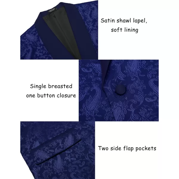 COOFANDY Men's Floral Tuxedo Jacket Paisley Shawl Lapel Stylish Suit Blazer Jacket for Wedding, Dinner, Party, Prom