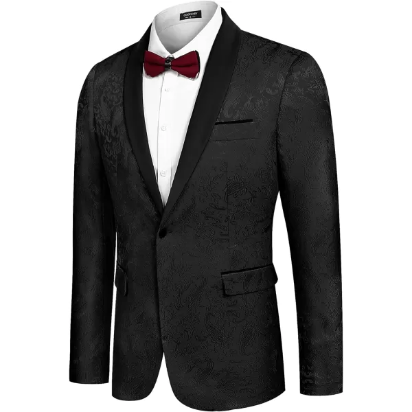 COOFANDY Men's Floral Tuxedo Jacket Paisley Shawl Lapel Stylish Suit Blazer Jacket for Wedding, Dinner, Party, Prom