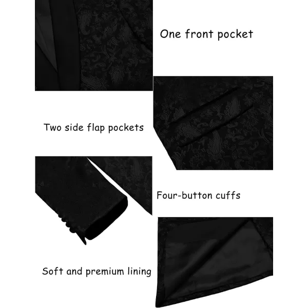 COOFANDY Men's Floral Tuxedo Jacket Paisley Shawl Lapel Stylish Suit Blazer Jacket for Wedding, Dinner, Party, Prom