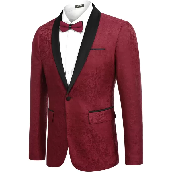 COOFANDY Men's Floral Tuxedo Jacket Paisley Shawl Lapel Stylish Suit Blazer Jacket for Wedding, Dinner, Party, Prom