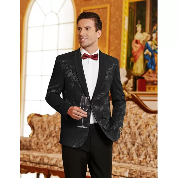 COOFANDY Men's Floral Tuxedo Jacket Paisley Shawl Lapel Stylish Suit Blazer Jacket for Wedding, Dinner, Party, Prom