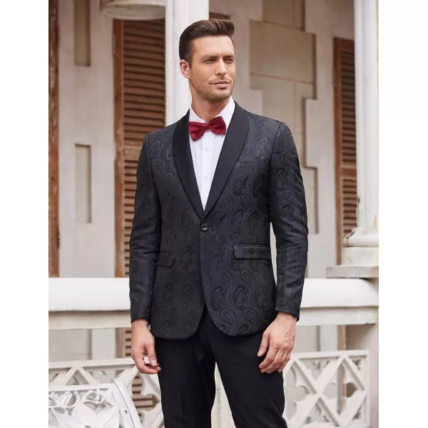 COOFANDY Mens Floral Tuxedo Jacket Paisley Shawl Lapel Suit Blazer Jacket for Dinner,Prom,Wedding