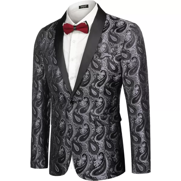 COOFANDY Mens Floral Tuxedo Jacket Paisley Shawl Lapel Suit Blazer Jacket for Dinner,Prom,Wedding