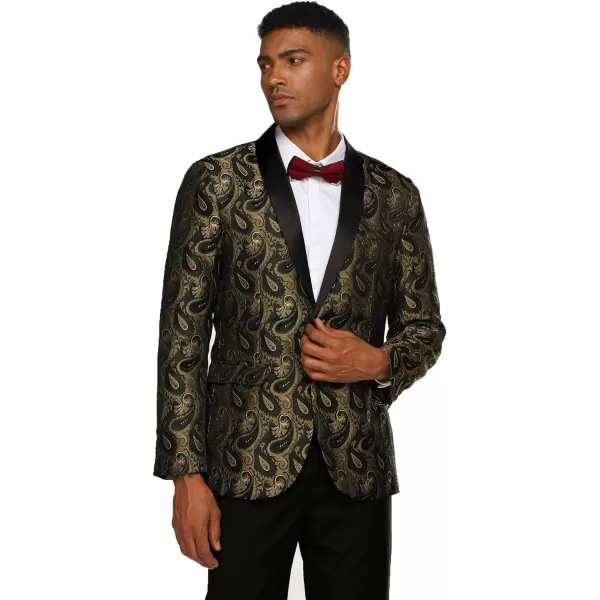 COOFANDY Mens Floral Tuxedo Jacket Paisley Shawl Lapel Suit Blazer Jacket for Dinner,Prom,Wedding