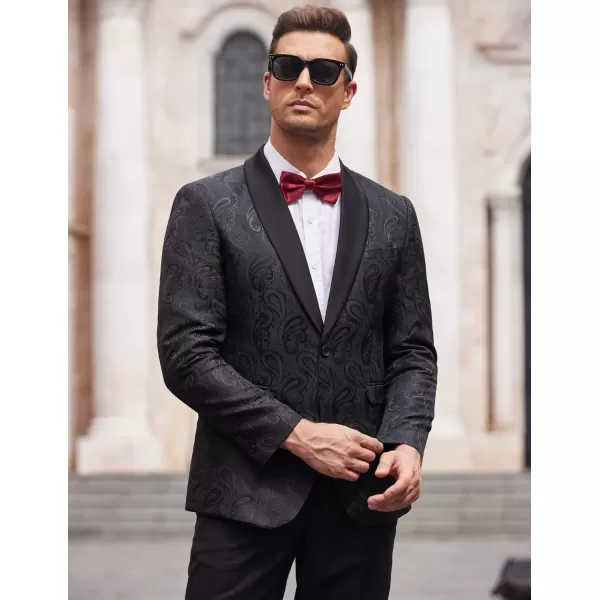COOFANDY Mens Floral Tuxedo Jacket Paisley Shawl Lapel Suit Blazer Jacket for Dinner,Prom,Wedding