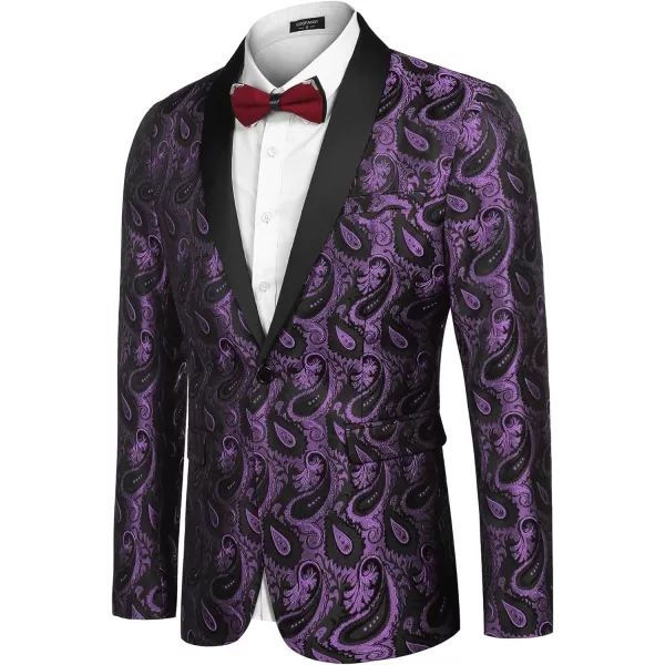 COOFANDY Mens Floral Tuxedo Jacket Paisley Shawl Lapel Suit Blazer Jacket for Dinner,Prom,Wedding