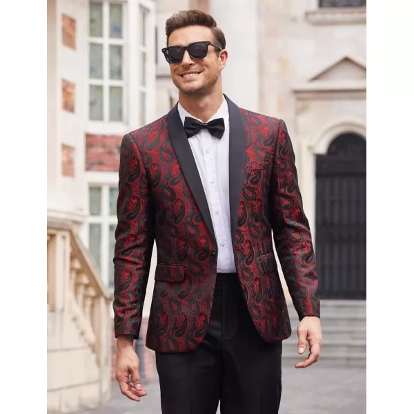COOFANDY Mens Floral Tuxedo Jacket Paisley Shawl Lapel Suit Blazer Jacket for Dinner,Prom,Wedding