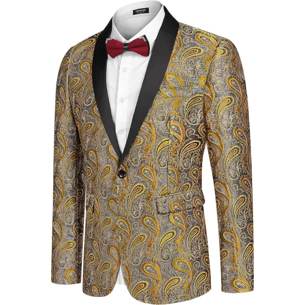 COOFANDY Mens Floral Tuxedo Jacket Paisley Shawl Lapel Suit Blazer Jacket for Dinner,Prom,Wedding