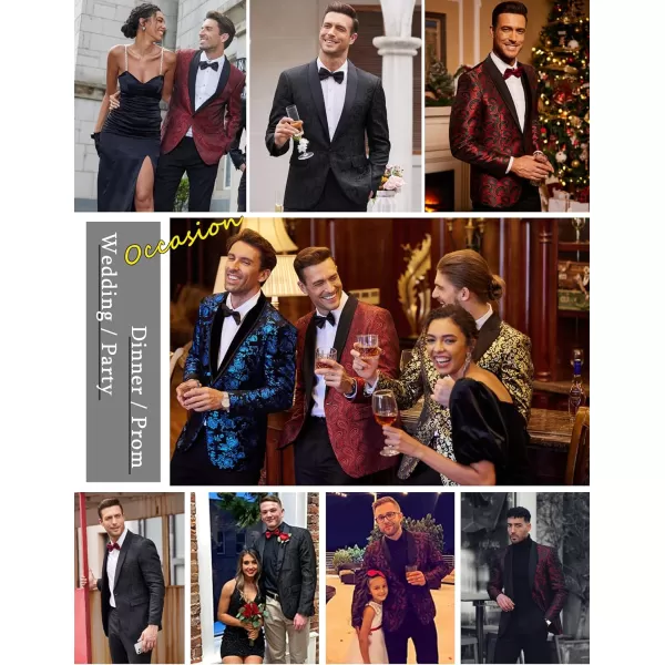 COOFANDY Mens Floral Tuxedo Jacket Paisley Shawl Lapel Suit Blazer Jacket for Dinner,Prom,Wedding
