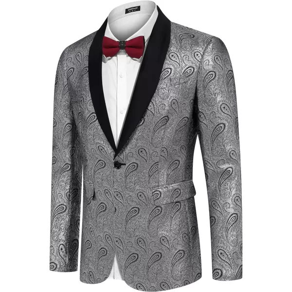 COOFANDY Mens Floral Tuxedo Jacket Paisley Shawl Lapel Suit Blazer Jacket for Dinner,Prom,Wedding
