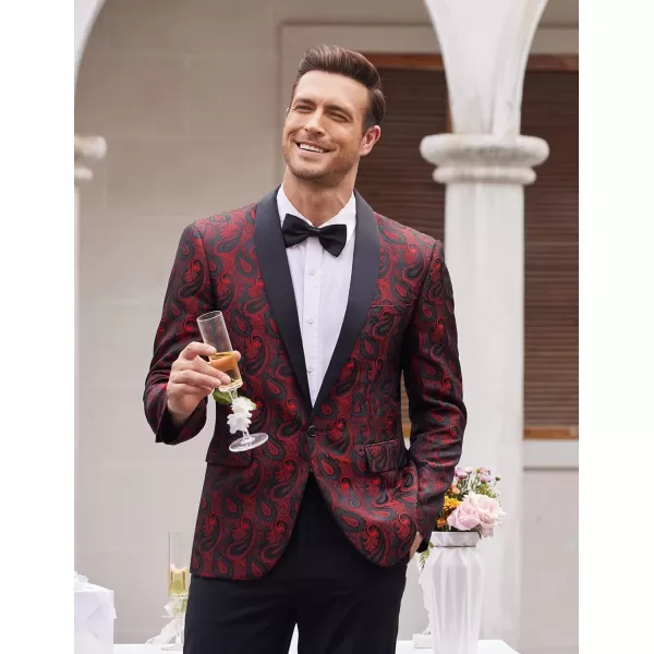 COOFANDY Mens Floral Tuxedo Jacket Paisley Shawl Lapel Suit Blazer Jacket for Dinner,Prom,Wedding