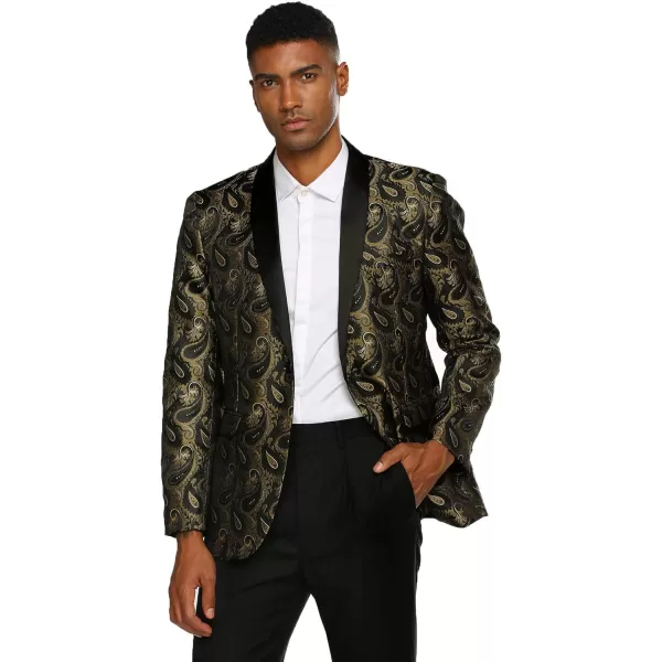 COOFANDY Mens Floral Tuxedo Jacket Paisley Shawl Lapel Suit Blazer Jacket for Dinner,Prom,Wedding