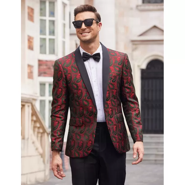 COOFANDY Mens Floral Tuxedo Jacket Paisley Shawl Lapel Suit Blazer Jacket for Dinner,Prom,Wedding