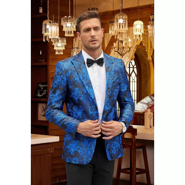COOFANDY Men's Floral Tuxedo Jacket Rose Embroidered Suit Jacket Wedding Prom Dinner Party Blazer