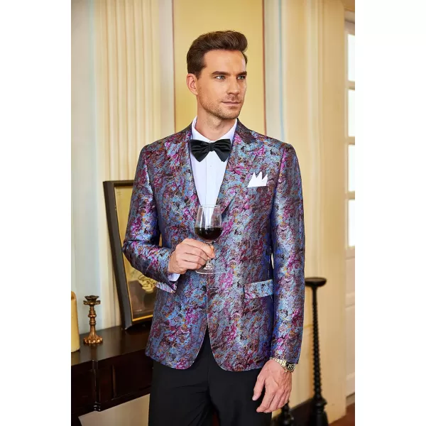 COOFANDY Men's Floral Tuxedo Jacket Rose Embroidered Suit Jacket Wedding Prom Dinner Party Blazer