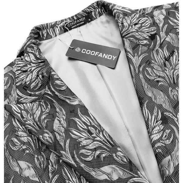 COOFANDY Men's Floral Tuxedo Jacket Rose Embroidered Suit Jacket Wedding Prom Dinner Party Blazer
