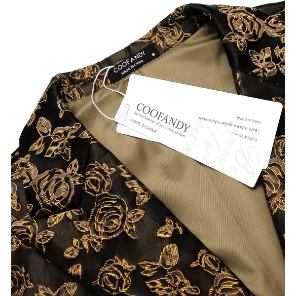 COOFANDY Men's Floral Tuxedo Jacket Rose Embroidered Suit Jacket Wedding Prom Dinner Party Blazer
