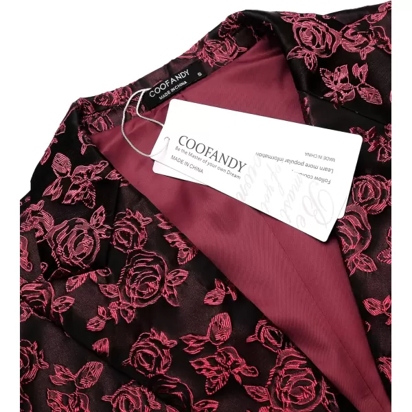 COOFANDY Men's Floral Tuxedo Jacket Rose Embroidered Suit Jacket Wedding Prom Dinner Party Blazer