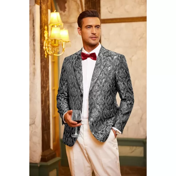 COOFANDY Men's Floral Tuxedo Jacket Rose Embroidered Suit Jacket Wedding Prom Dinner Party Blazer
