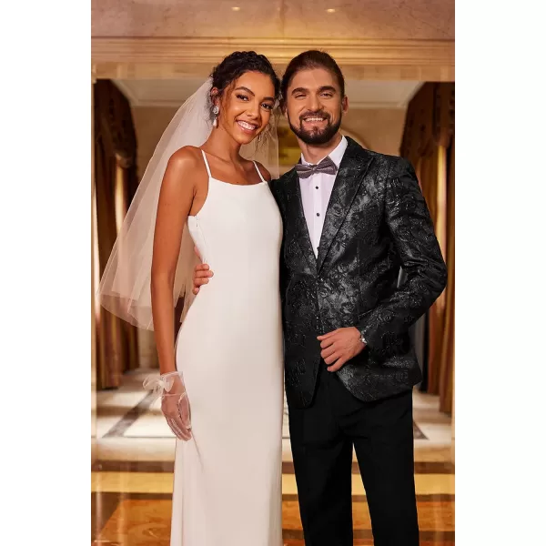 COOFANDY Men's Floral Tuxedo Jacket Rose Embroidered Suit Jacket Wedding Prom Dinner Party Blazer