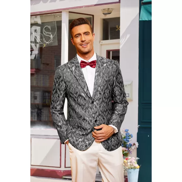 COOFANDY Men's Floral Tuxedo Jacket Rose Embroidered Suit Jacket Wedding Prom Dinner Party Blazer