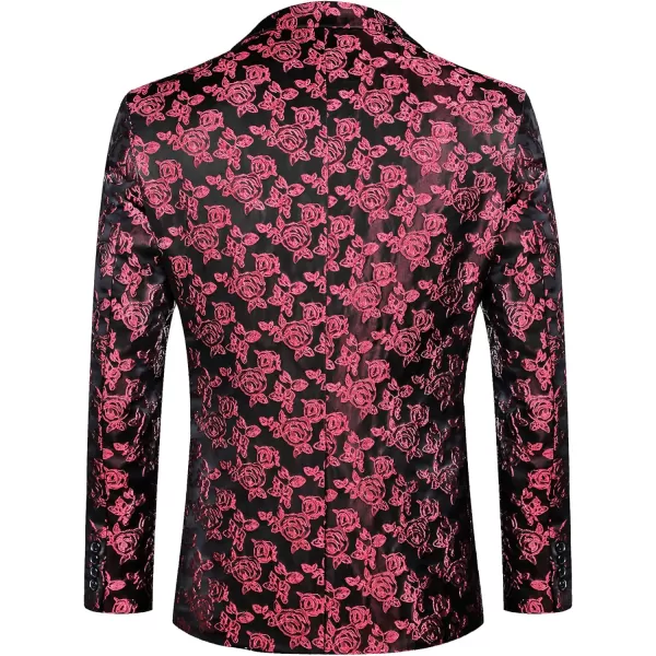 COOFANDY Men's Floral Tuxedo Jacket Rose Embroidered Suit Jacket Wedding Prom Dinner Party Blazer
