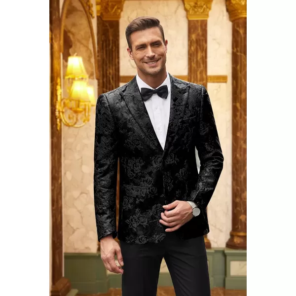 COOFANDY Men's Floral Tuxedo Jacket Rose Embroidered Suit Jacket Wedding Prom Dinner Party Blazer