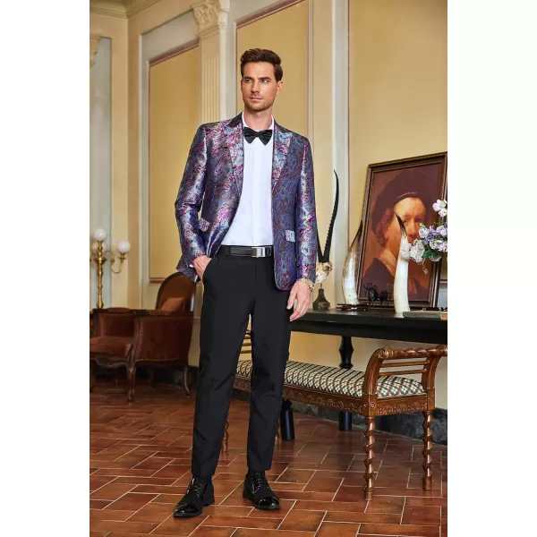 COOFANDY Men's Floral Tuxedo Jacket Rose Embroidered Suit Jacket Wedding Prom Dinner Party Blazer