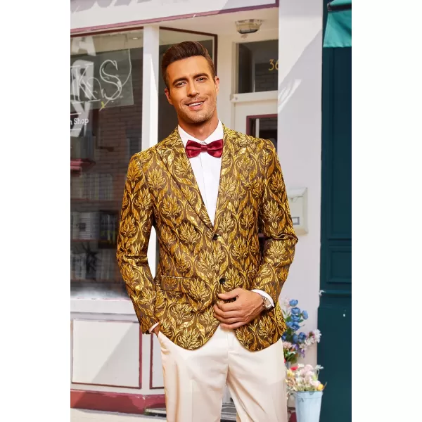 COOFANDY Men's Floral Tuxedo Jacket Rose Embroidered Suit Jacket Wedding Prom Dinner Party Blazer