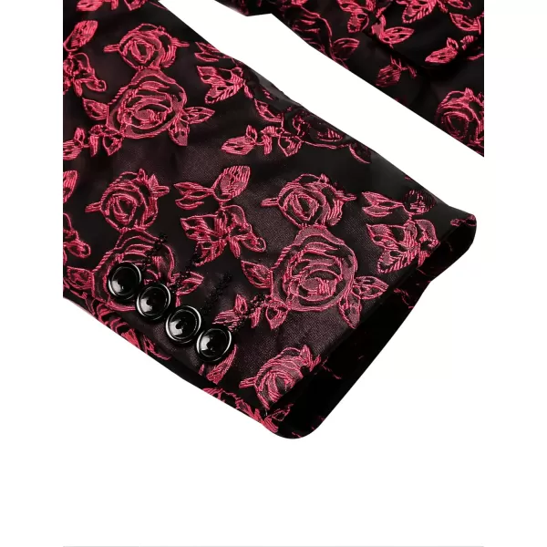 COOFANDY Men's Floral Tuxedo Jacket Rose Embroidered Suit Jacket Wedding Prom Dinner Party Blazer
