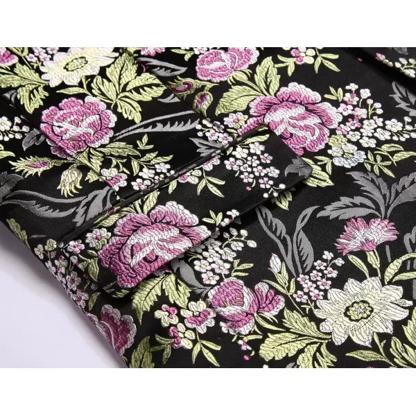 COOFANDY Men's Floral Tuxedo Jacket Rose Embroidered Suit Jacket Wedding Prom Dinner Party Blazer