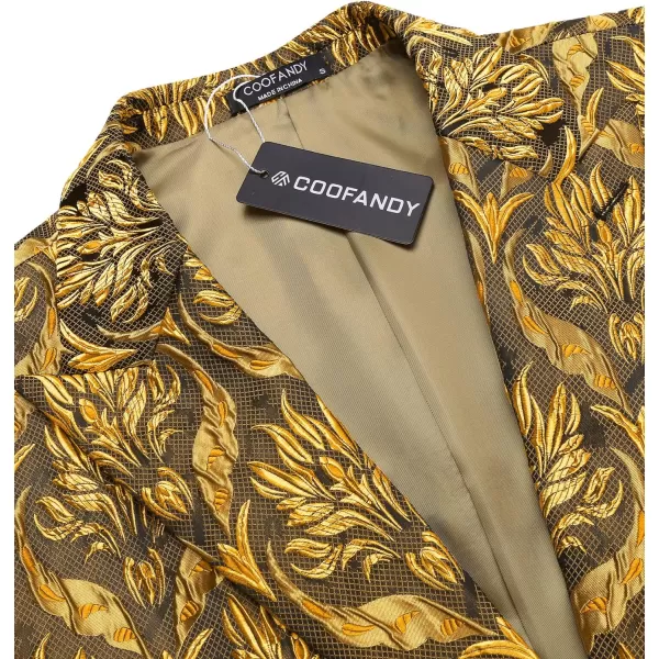 COOFANDY Men's Floral Tuxedo Jacket Rose Embroidered Suit Jacket Wedding Prom Dinner Party Blazer